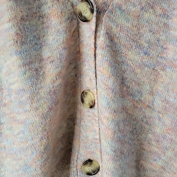 Hooked Up Pink Space Dyed Cropped Vneck Cardigan Womens  Size‎ Small Multi Color - Picture 4 of 9